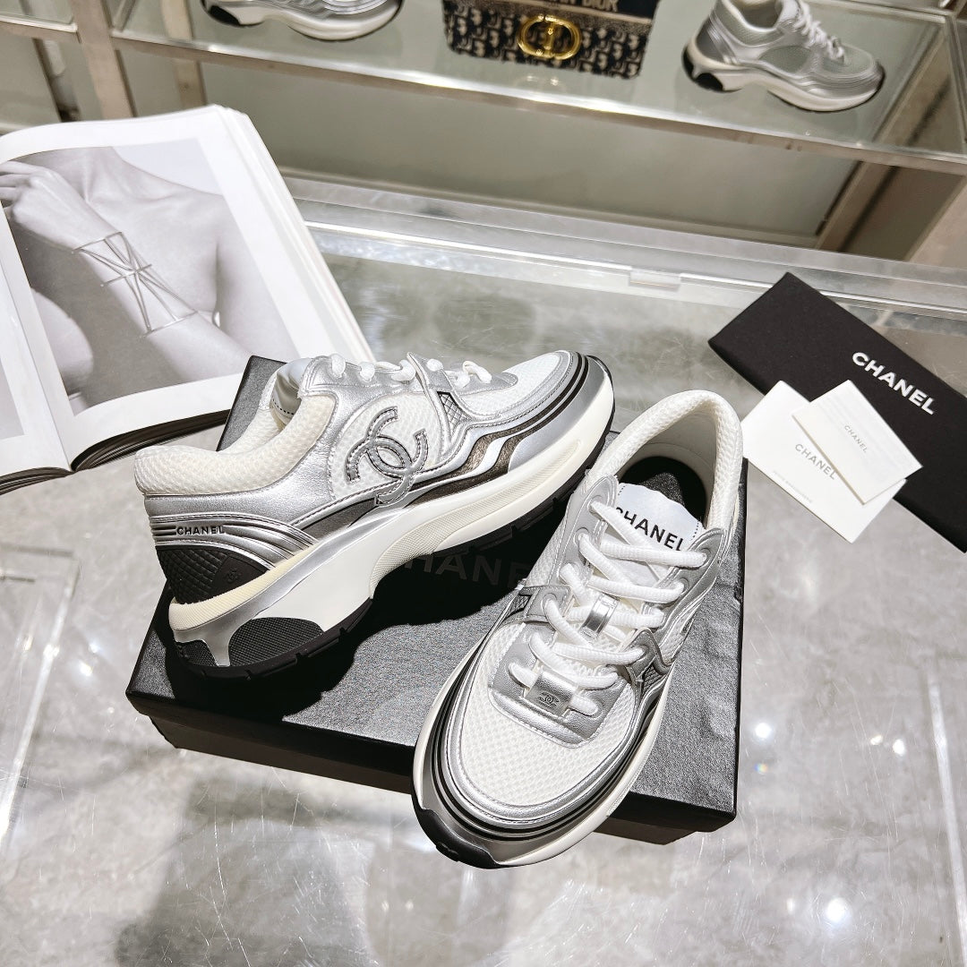 Chanel CC Runner White Silver